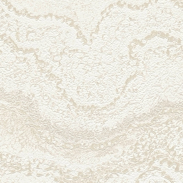 AS Creation Cosiness 793164 close up of wallpaper with an abstract relief pattern and metallic accents on white.