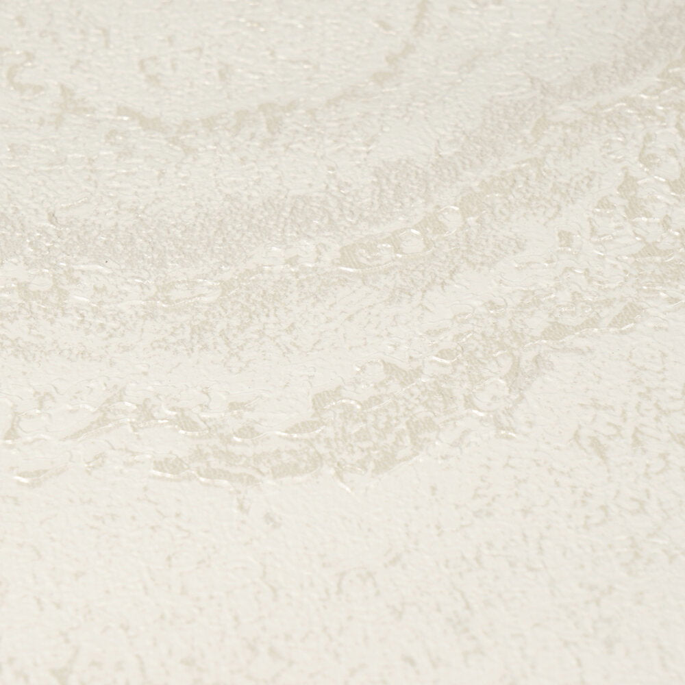 AS Creation Cosiness 793164 close up of white wallpaper with a metallic, embossed texture.