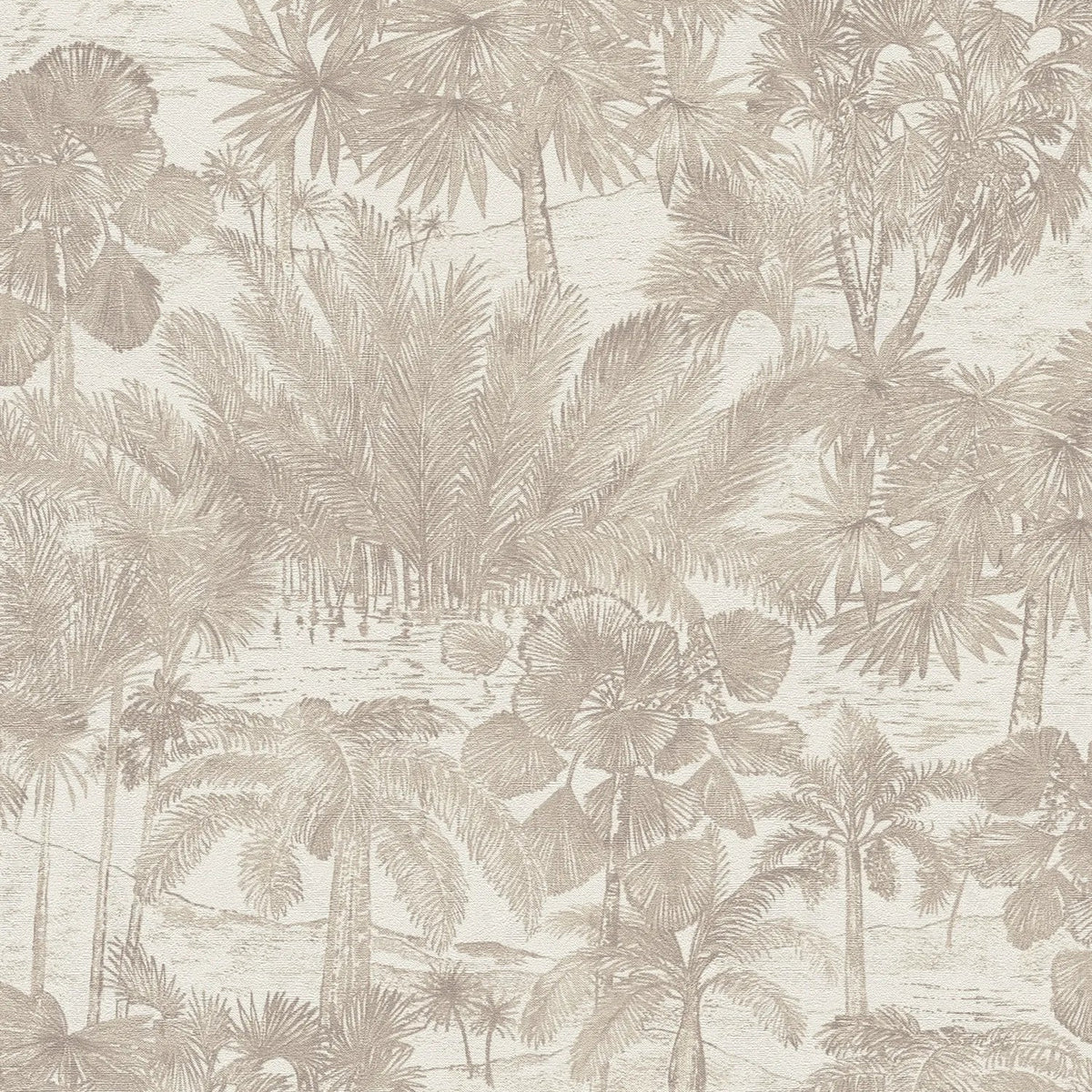 AS Creation Cosiness 793172 beige and brown tropical palm scenic wallpaper with subtle gloss and fine texture
