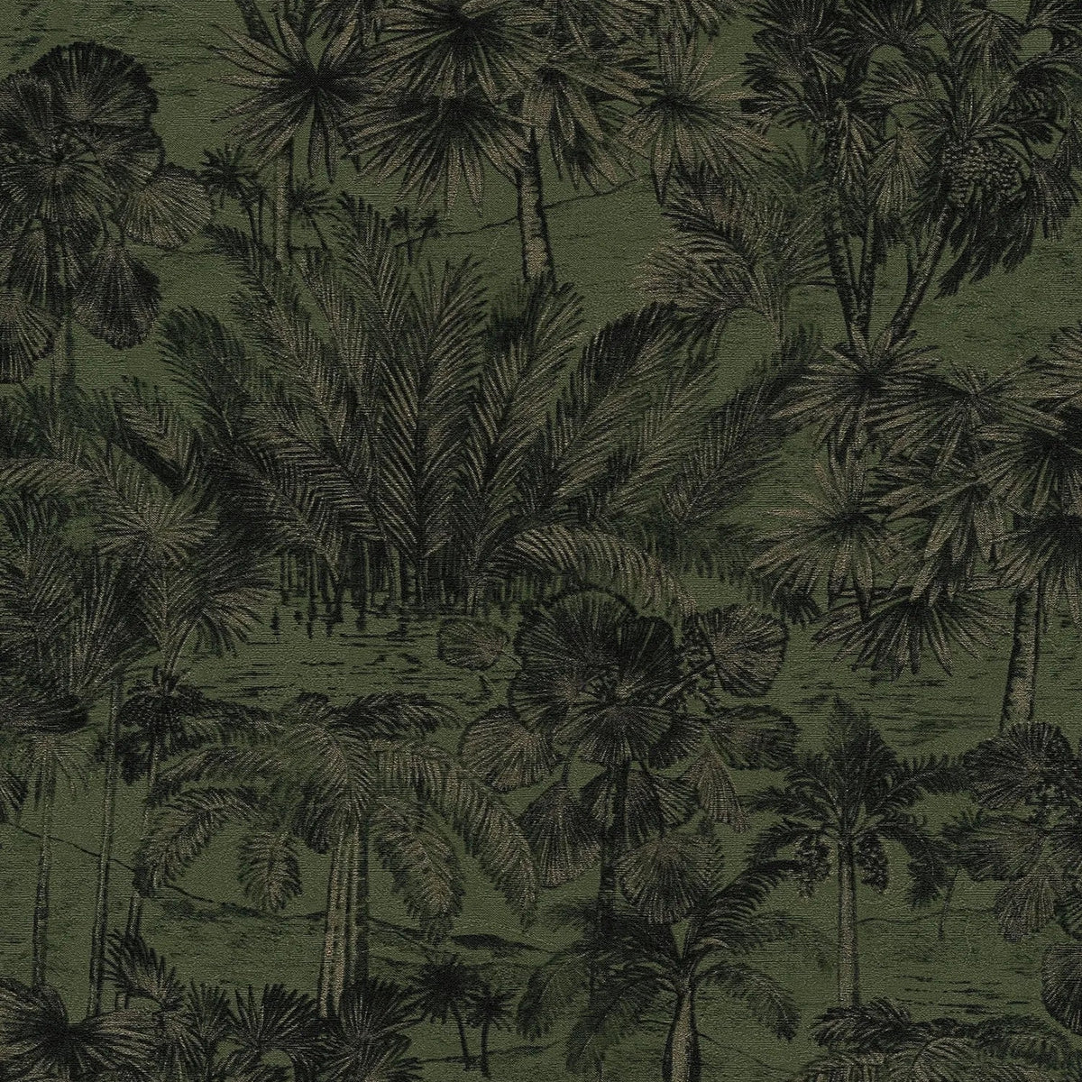 AS Creation Cosiness 793175 green metallic palm forest wallpaper with lightly embossed texture