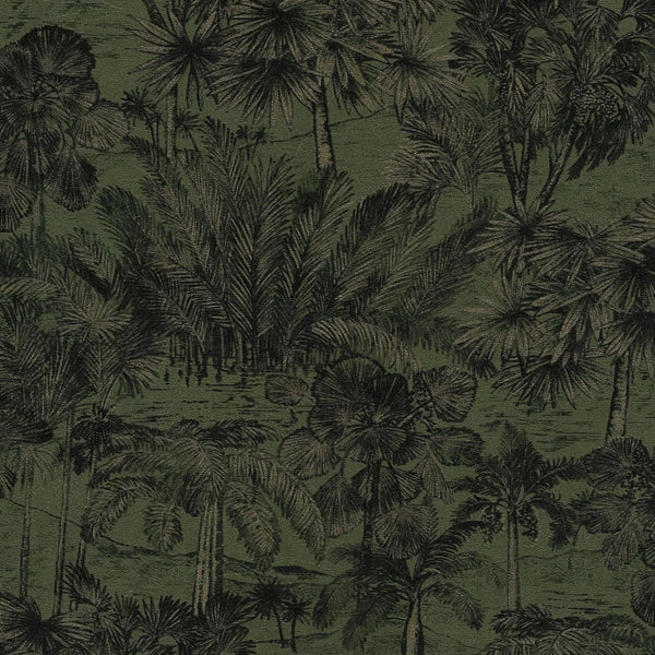 AS Creation Cosiness 793175 green metallic palm forest wallpaper with lightly embossed texture