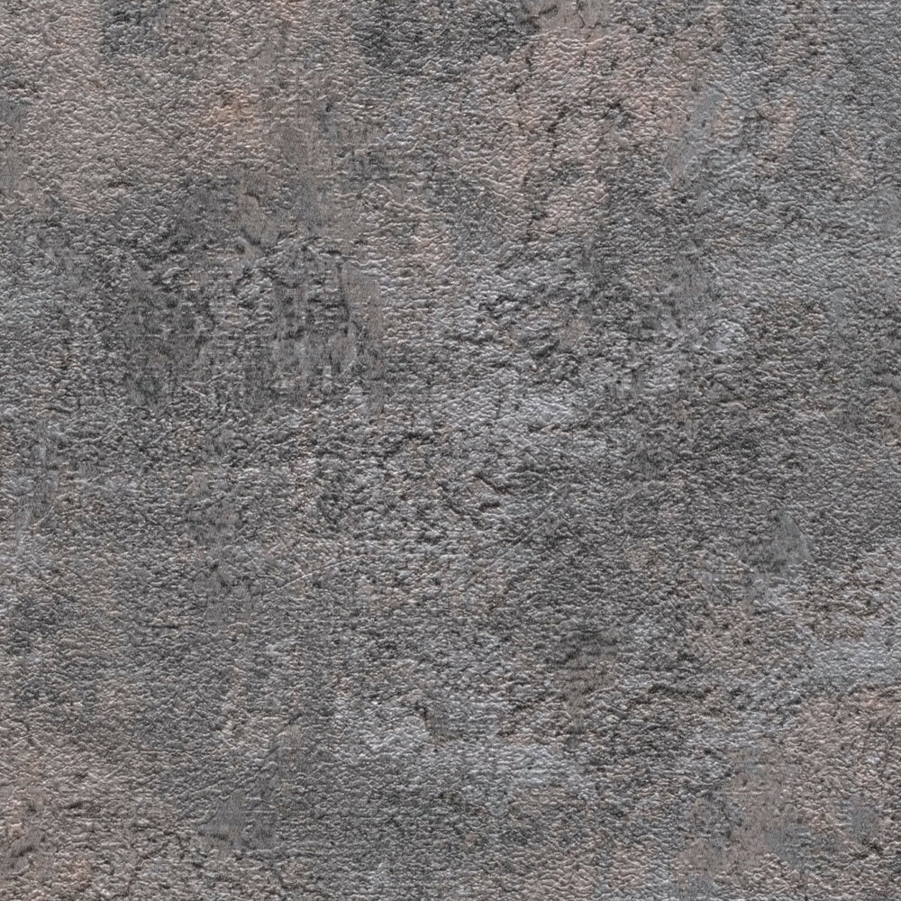 AS Creation Cosiness 793186 close up of textured concrete look wallpaper in black and grey with metallic accents.