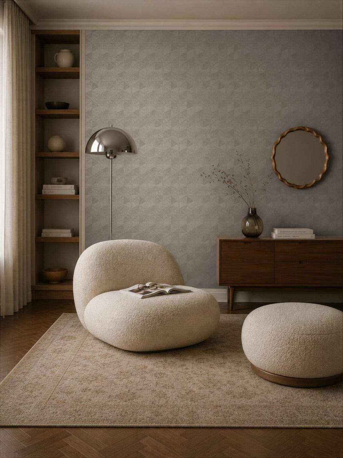 AS Creation Cosiness 793194 grey metallic geometric diamond wallpaper with embossed linear texture