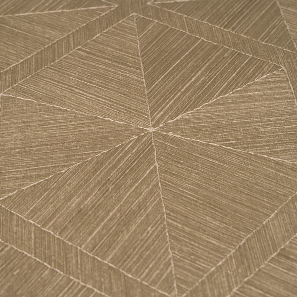 AS Creation Cosiness 793195 close up of Beige and Brown geometric wallpaper with triangular segments and fine line detailing.
