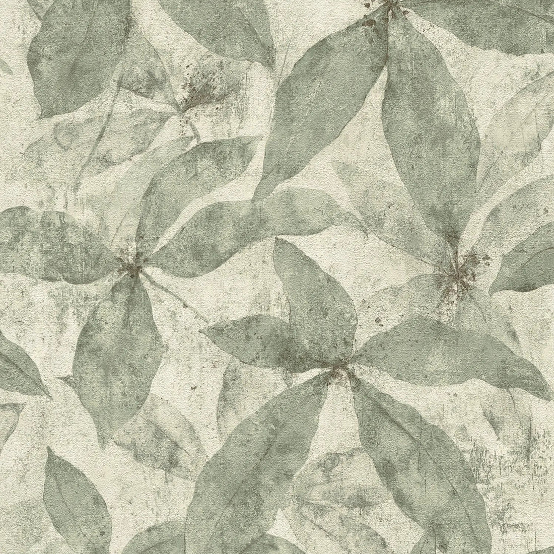 AS Creation Cosiness 793202 cream and green leafy nonwoven wallpaper with a matte slightly structured finish