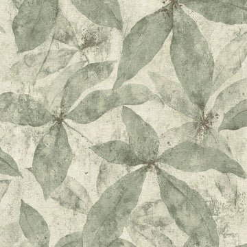 AS Creation Cosiness 793202 cream and green leafy nonwoven wallpaper with a matte slightly structured finish
