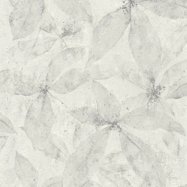 AS Creation Cosiness 793203 grey leafy botanical wallpaper with a soft plaster like texture