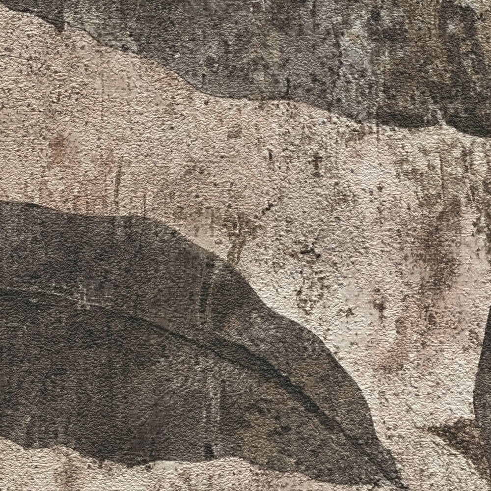 AS Creation Cosiness 793205 close up of beige and brown abstract wallpaper with layered, weathered bands.