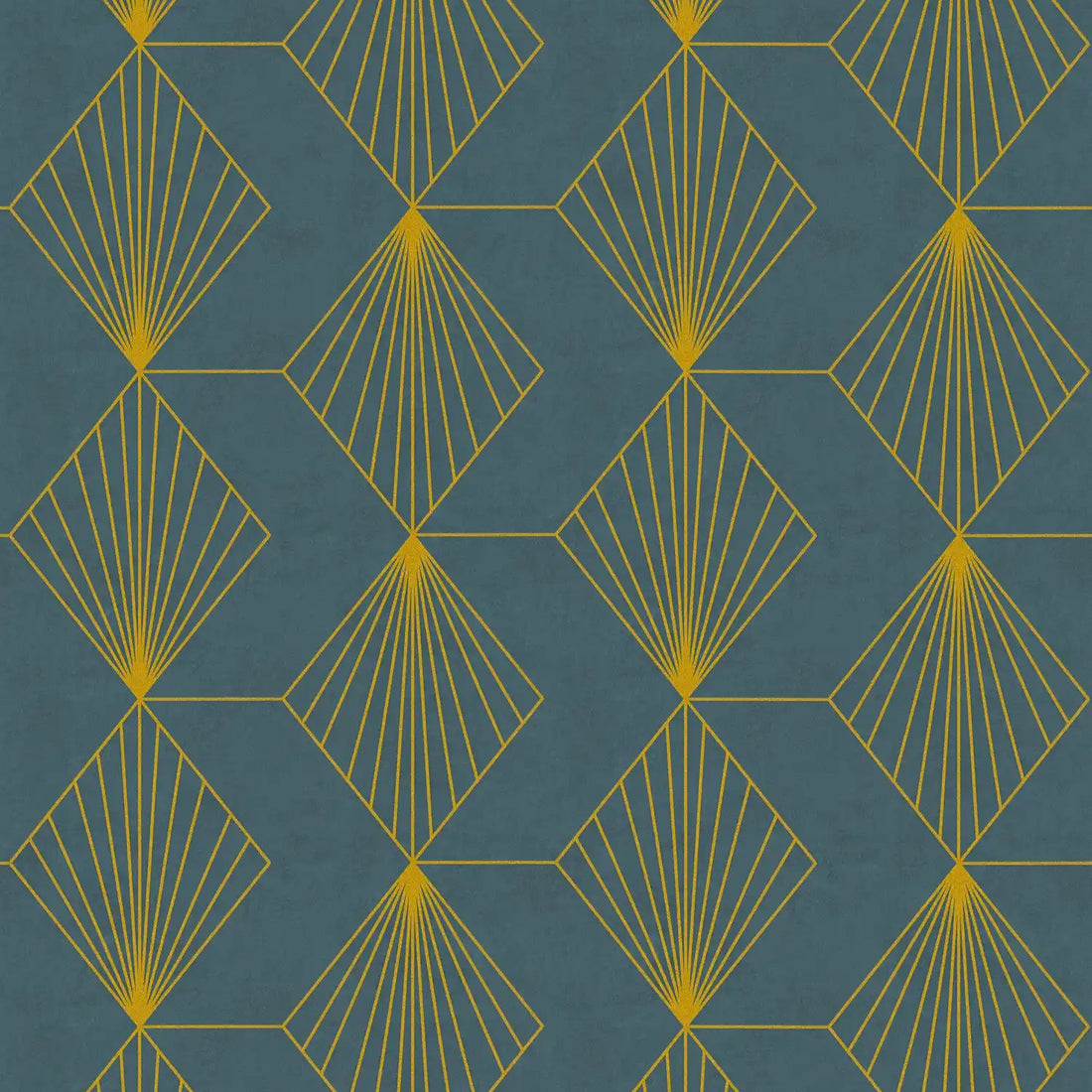 AS Creation French Affair 361561 blue wallpaper with metallic geometric diamond fan pattern on a matte, slightly structured surface.