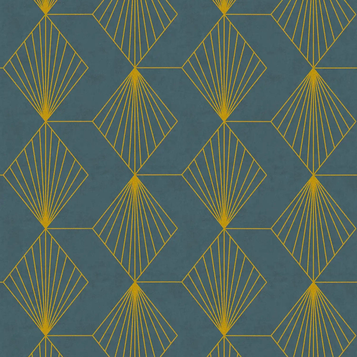 AS Creation French Affair 361561 blue wallpaper with metallic geometric diamond fan pattern on a matte, slightly structured surface.