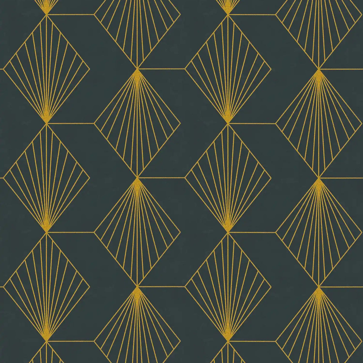 AS Creation French Affair 361562 black wallpaper with metallic geometric diamond fan lines, matte slightly structured nonwoven.