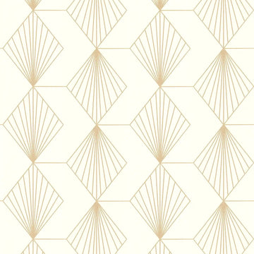 AS Creation French Affair 367101 geometric diamond fan wallpaper in cream with metallic lines