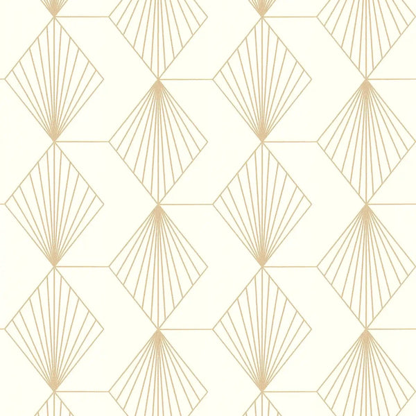 AS Creation French Affair 367101 geometric diamond fan wallpaper in cream with metallic lines