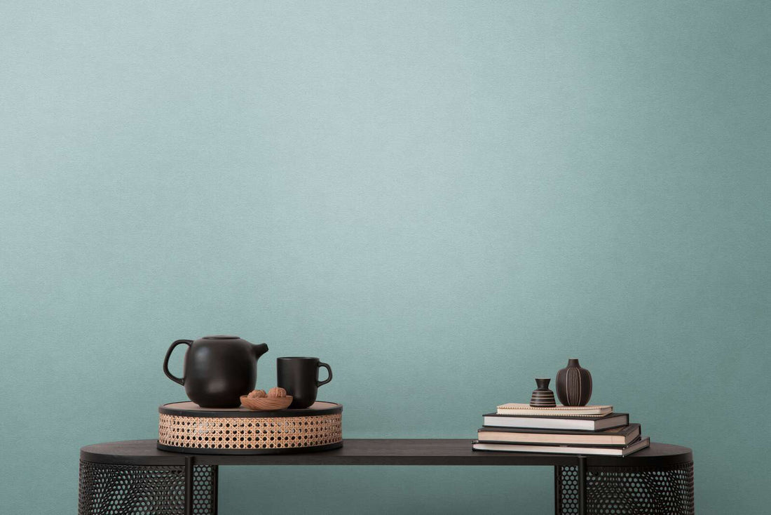 AS Creation French Affair 393418 soft blue green textured nonwoven wallpaper with subtle plaster look