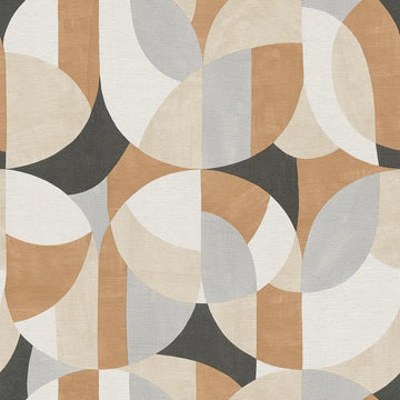 AS Creation French Affair 399321 geometric embossed wallpaper with interlocking arcs in warm neutrals and charcoal