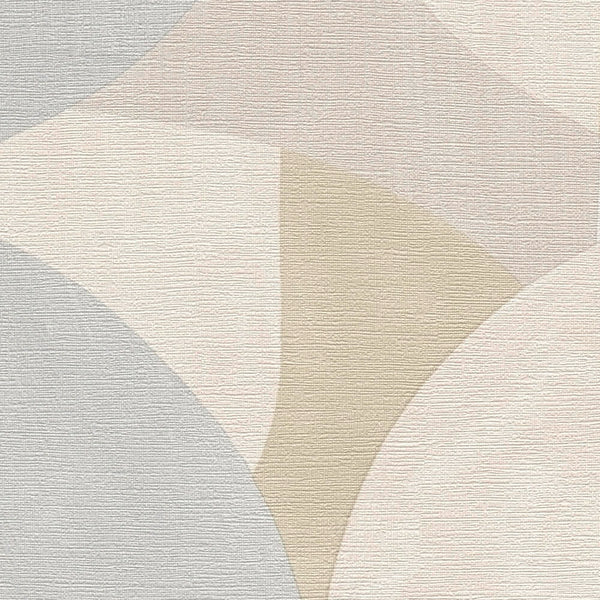 AS Creation French Affair 399324 close up of abstract curved shapes wallpaper in Beige, Cream, Grey with a subtle textured surface.