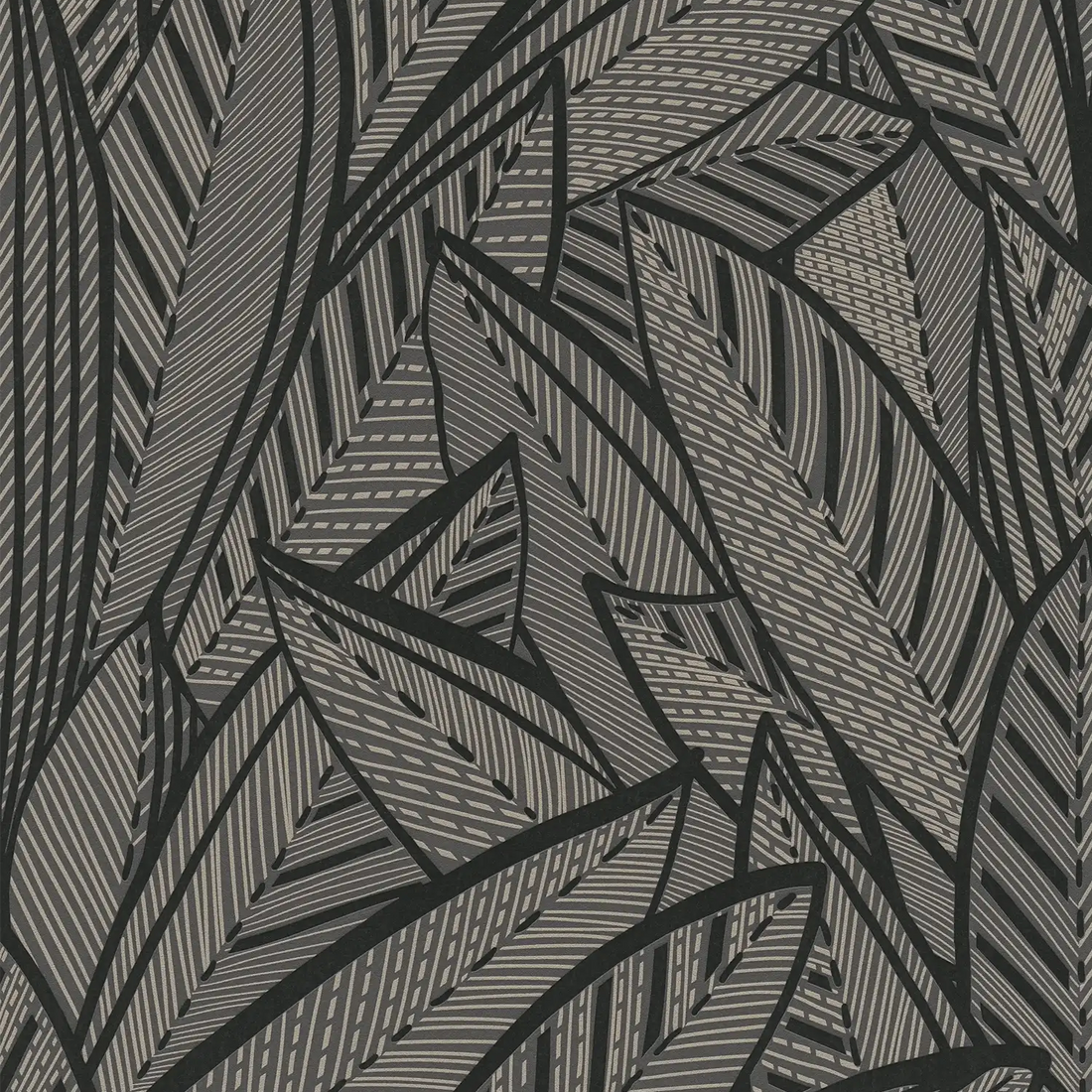 AS Creation French Affair 399334 black and gold leafy wallpaper with embossed structure foam texture