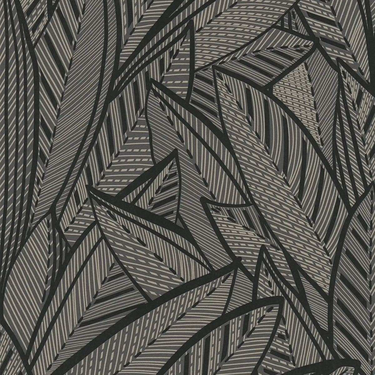 AS Creation French Affair 399334 black and gold leafy wallpaper with embossed structure foam texture