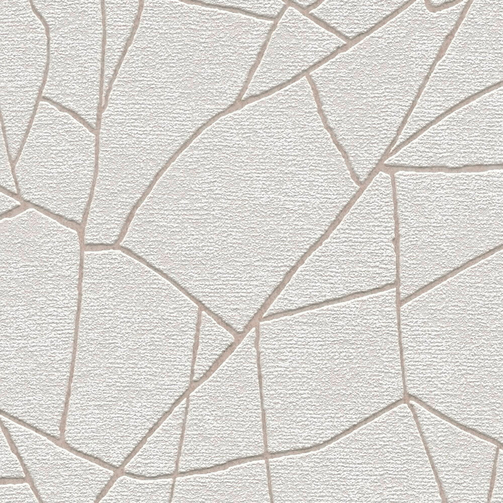 AS Creation French Affair 399341 textured Grey and White wallpaper with an irregular geometric mosaic pattern shown as a flat swatch.
