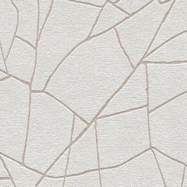 AS Creation French Affair 399341 textured Grey and White wallpaper with an irregular geometric mosaic pattern shown as a flat swatch.