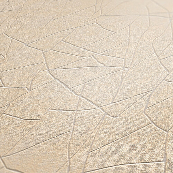 AS Creation French Affair 399342 close up of wallpaper with Beige, Cream, and White abstract intersecting lines on a textured surface.