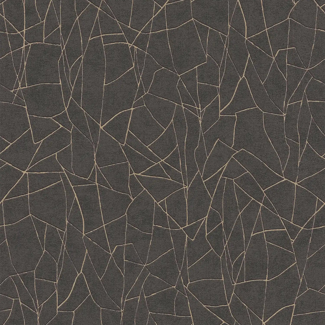 AS Creation French Affair 399344 black and gold geometric cracked line wallpaper with embossed texture.
