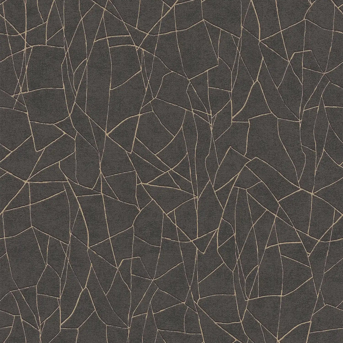 AS Creation French Affair 399344 black and gold geometric cracked line wallpaper with embossed texture.