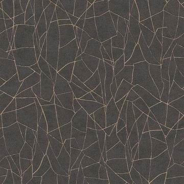AS Creation French Affair 399344 black and gold geometric cracked line wallpaper with embossed texture.