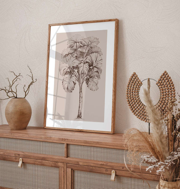 AS Creation French Affair 399351 grey and White wallpaper with a delicate curved line pattern behind a wooden console, framed botanical art, a ceramic vase, and a beaded decor piece.
