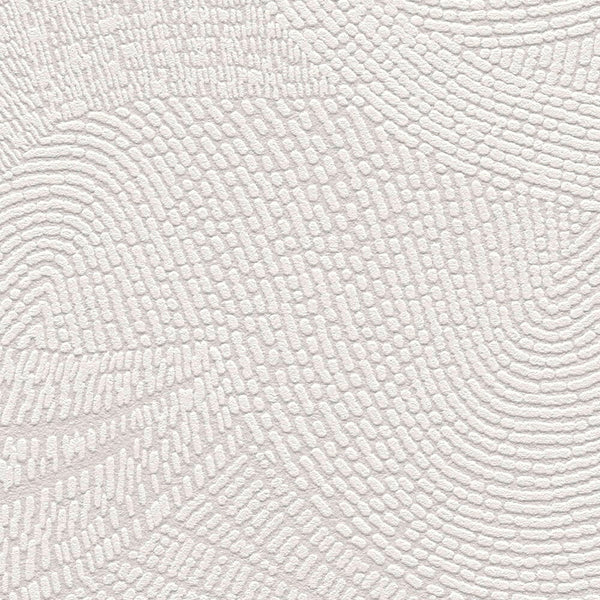 AS Creation French Affair 399351 grey and White wallpaper shown close up with raised pebble like dots arranged in sweeping, concentric arcs.