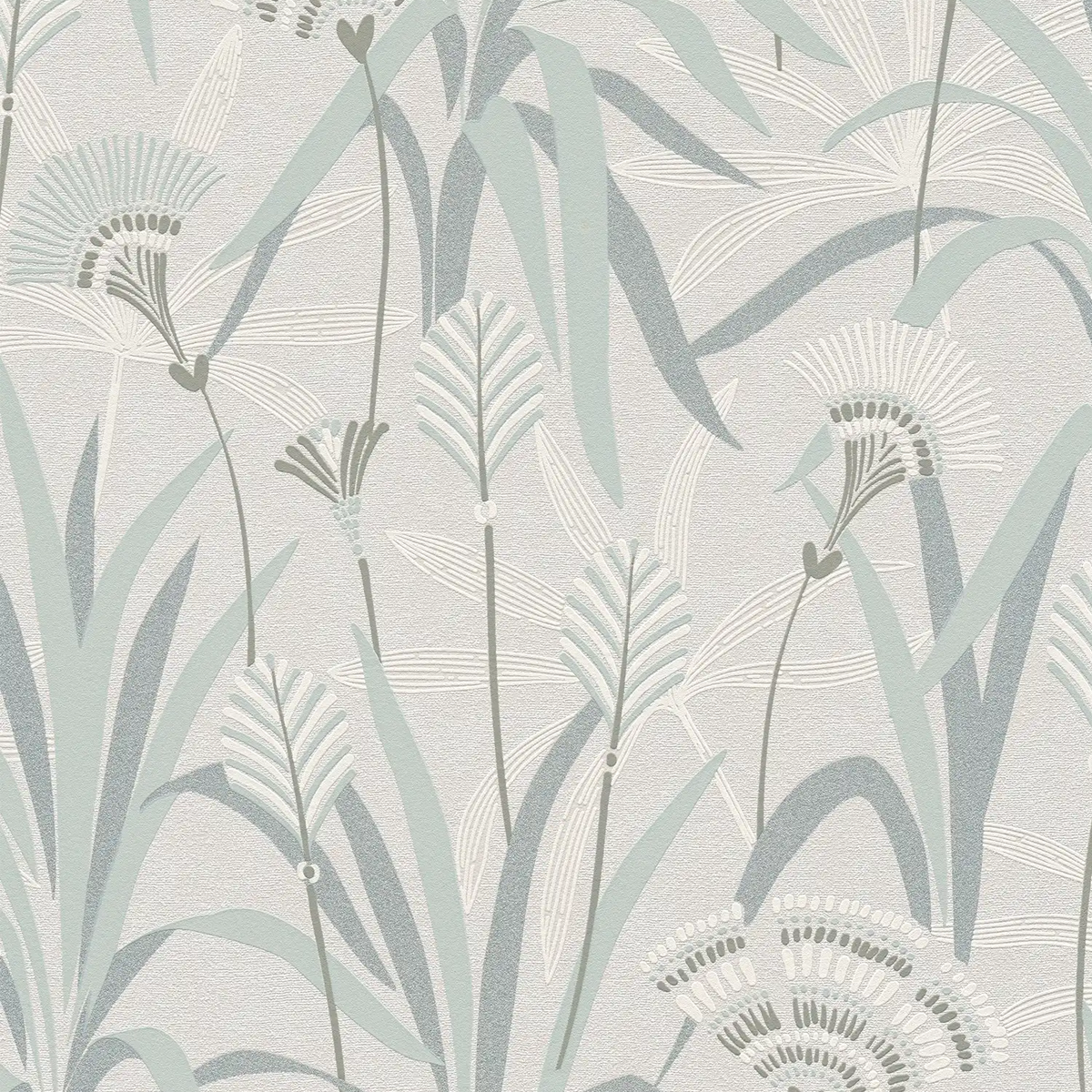 AS Creation French Affair 399363 green and grey floral embossed nonwoven wallpaper