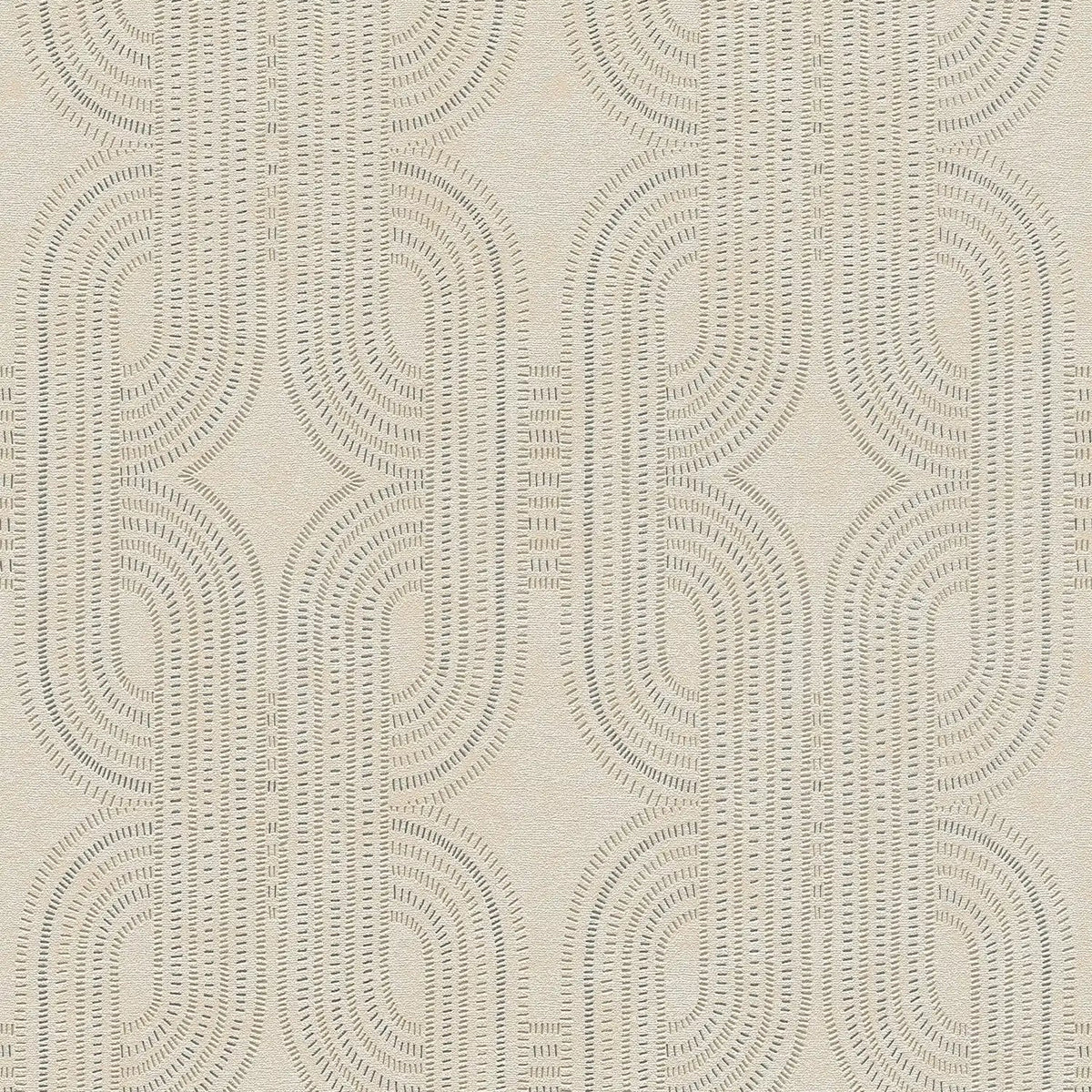 AS Creation French Affair 399371 geometric trellis wallpaper in beige, gold, and grey with embossed structure foam texture