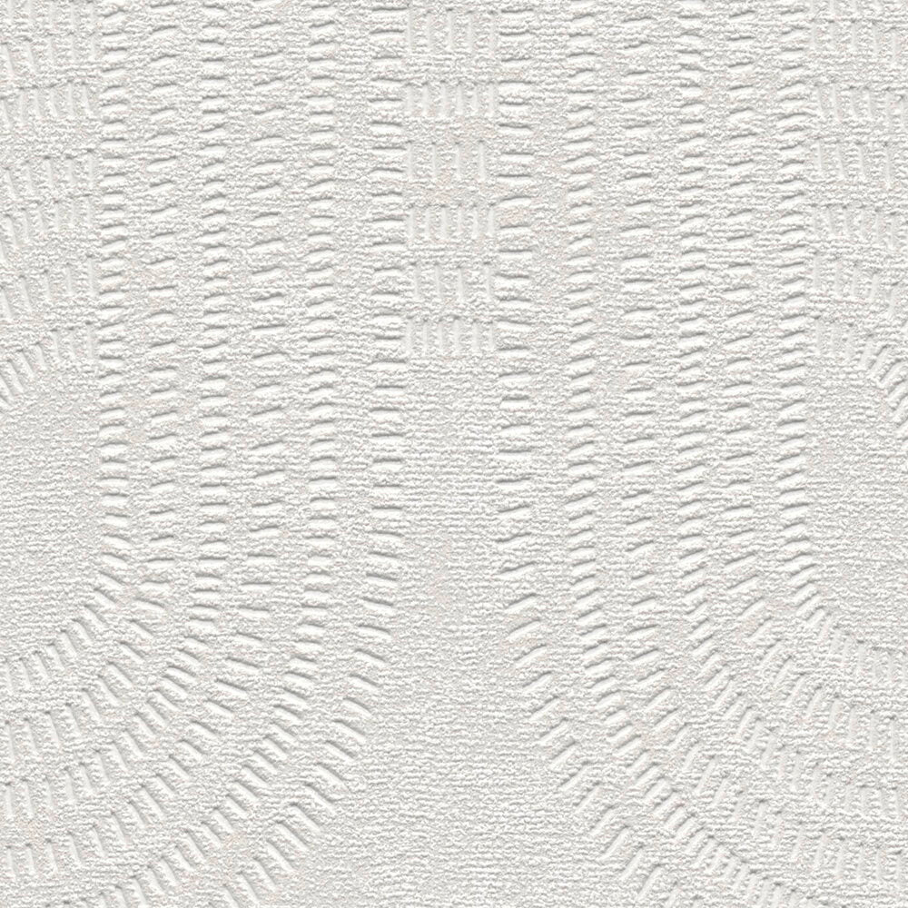 AS Creation French Affair 399372 close up of Grey and White textured wallpaper with arched bands formed by short dashes.