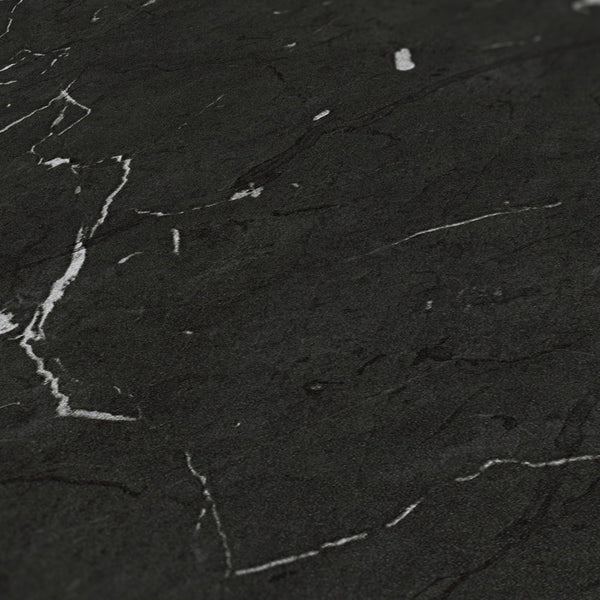 AS Creation Metropolitan Stories Ii 378552 close up of Black, Grey, Metallic marble effect wallpaper with fine veining.