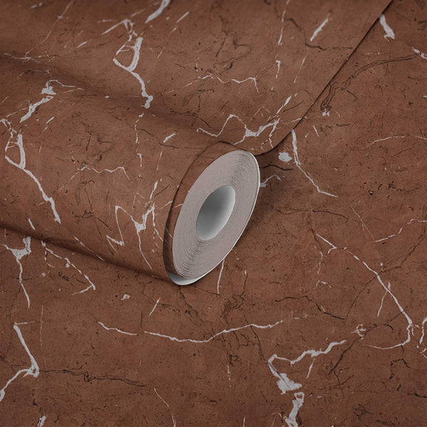 AS Creation Metropolitan Stories Ii 378553 wallpaper roll on matching sheet with a veined stone effect design in the Brown, Metallic colorway.