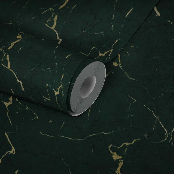 AS Creation Metropolitan Stories Ii 378555 wallpaper roll on an unrolled sheet showing a Green, Metallic veined pattern.