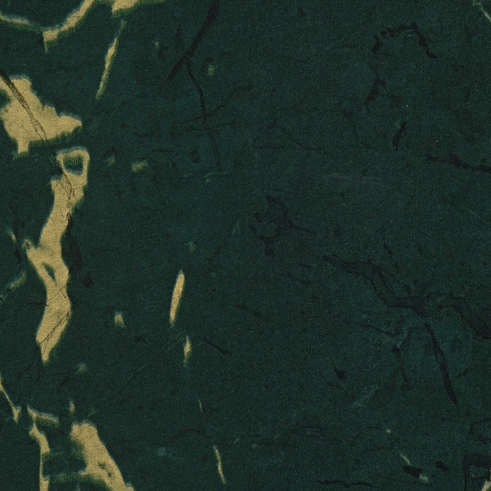 AS Creation Metropolitan Stories Ii 378555 close up of wallpaper with a green base and metallic marble like veining.