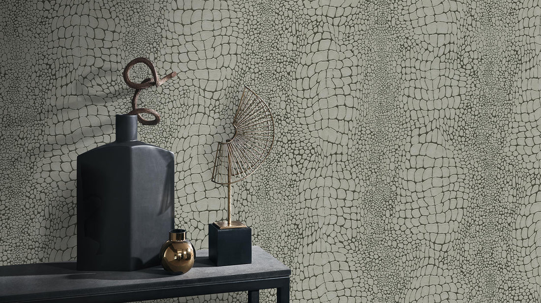 Erismann Cameo 10529-11 wallpaper in cool taupe with embossed stone-like abstract pattern