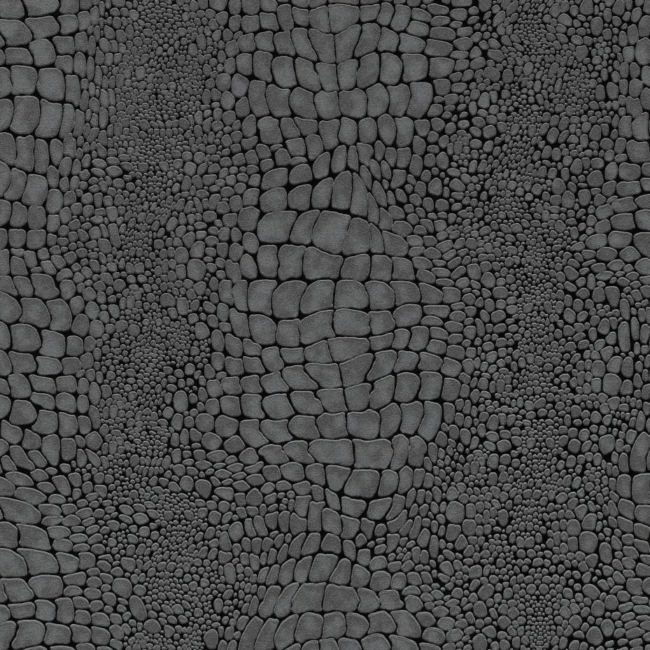 Erismann Cameo 10529-15 wallpaper in deep charcoal with a graphic pebble, stone-like pattern.