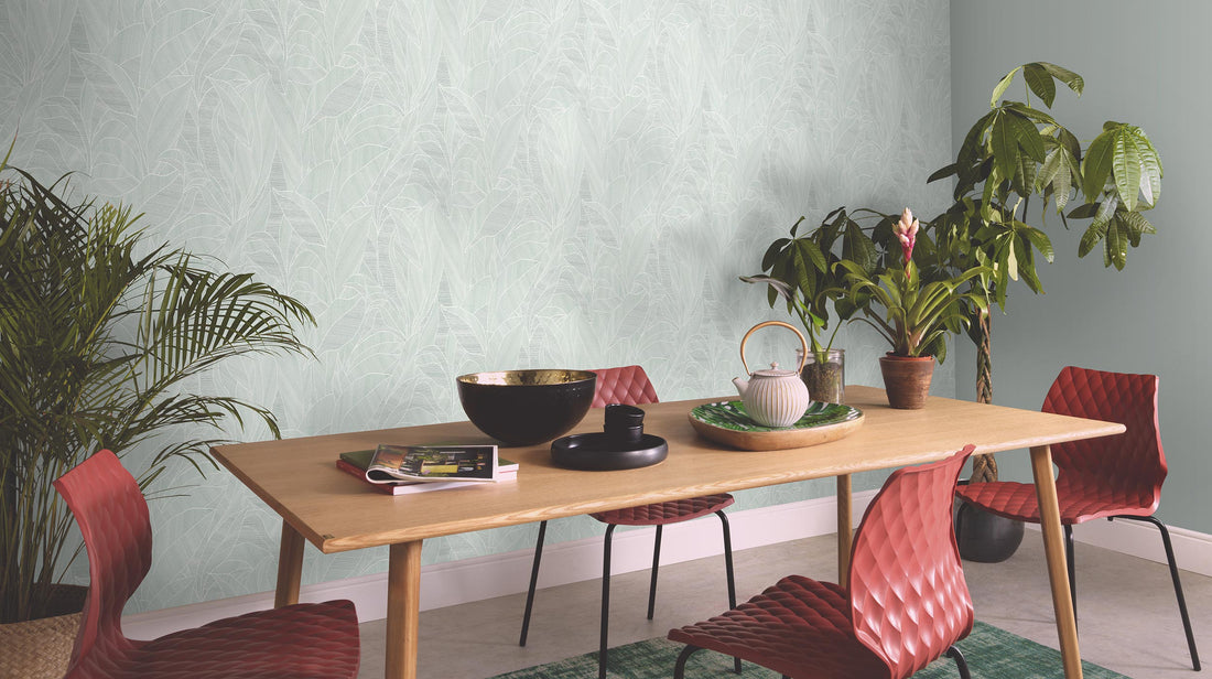 Erismann Cameo 10530-01 white leaf wallpaper detail