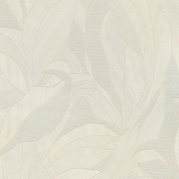 Erismann Cameo 10530-02 beige leafy wallpaper swatch with fine linear detailing