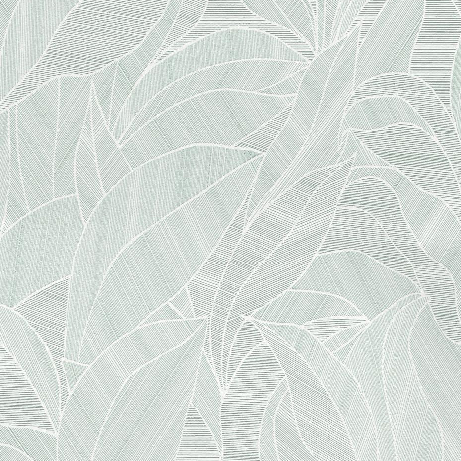 Erismann Cameo 10530-07 wallpaper in soft sage green with oversized linear leaf motif.