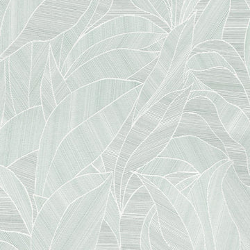 Erismann Cameo 10530-07 wallpaper in soft sage green with oversized linear leaf motif.