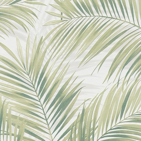 Erismann Cameo 10531-07 sage green palm leaf wallpaper sample.