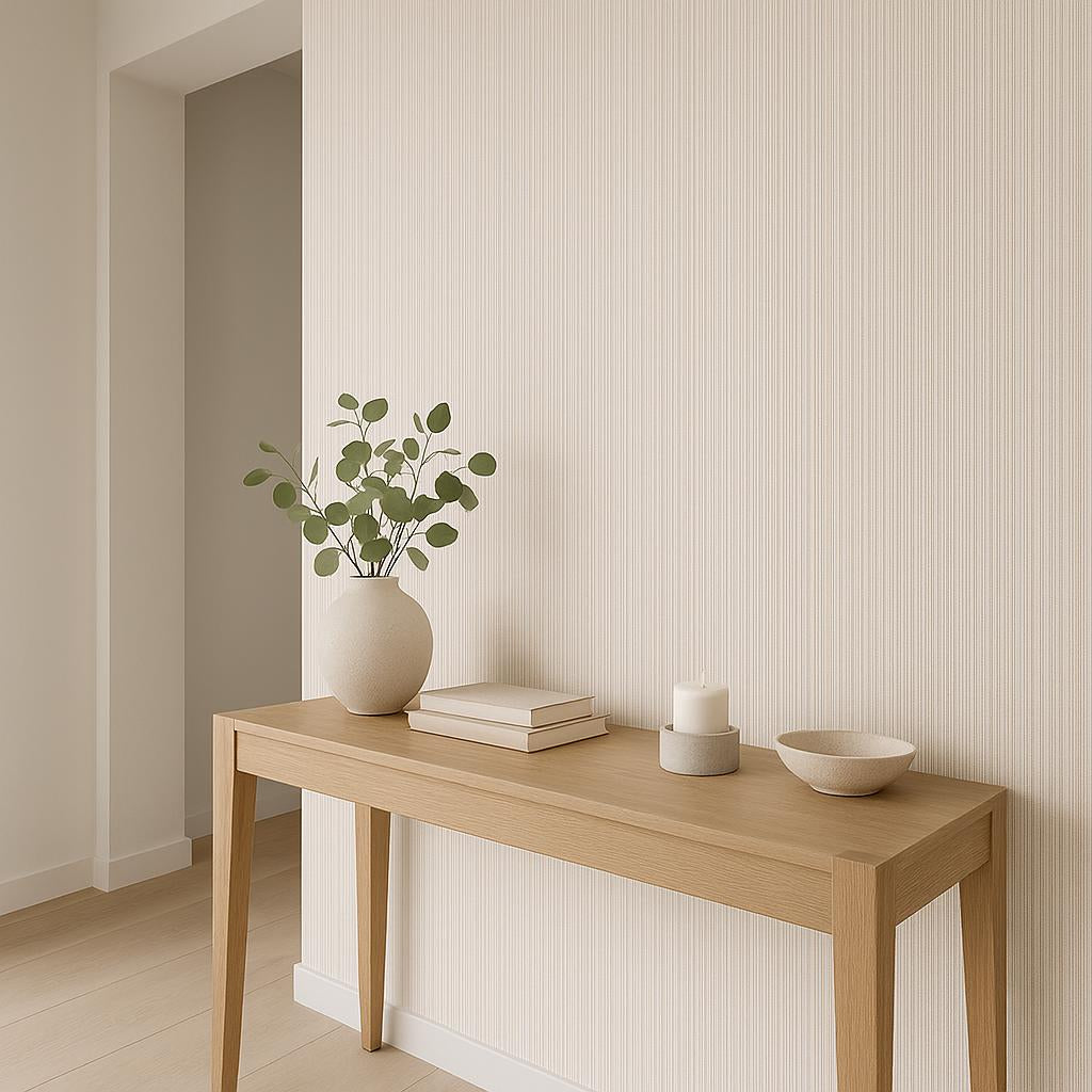 Hallway featuring Erismann Cameo 10533-02 as accent wall in a Modern, Minimal, Calm, Elegant interior.