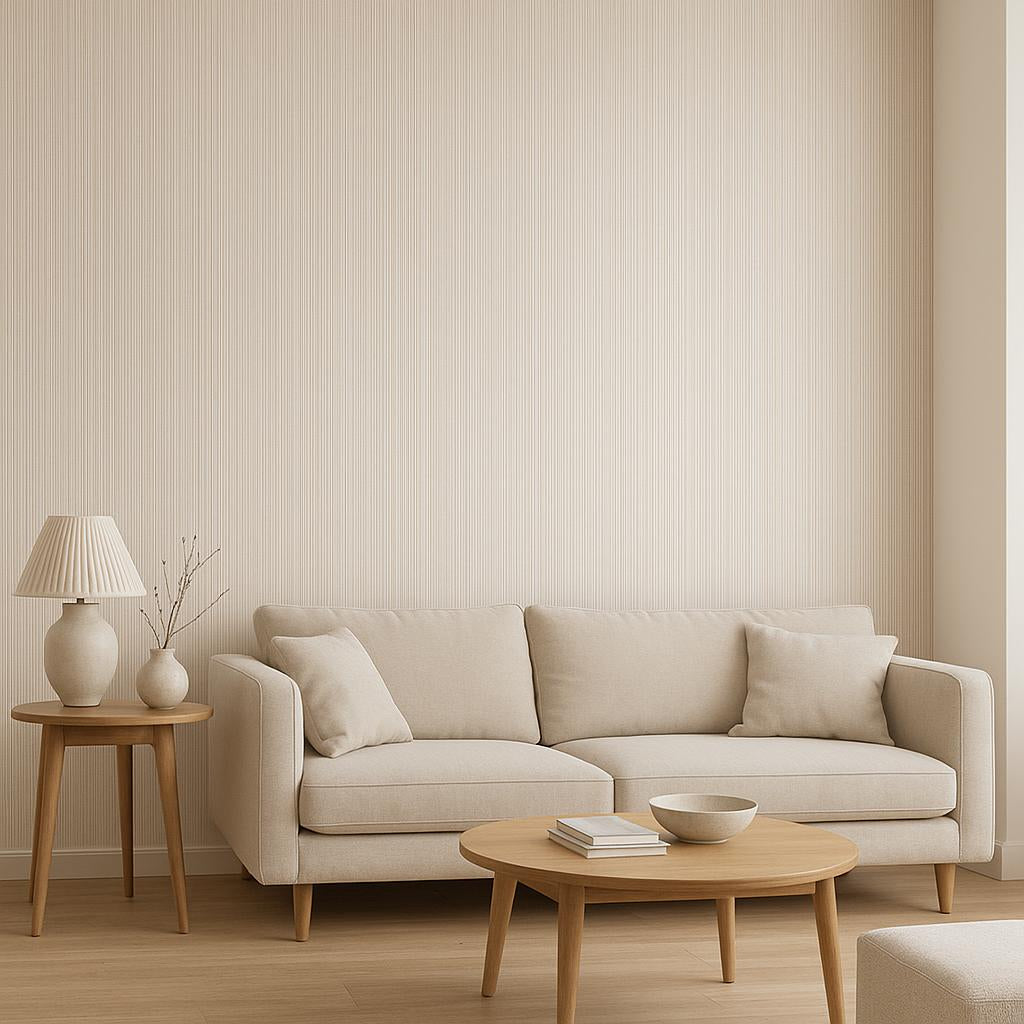 Erismann Cameo 10533-02 beige vertical strié stripe wallpaper sample