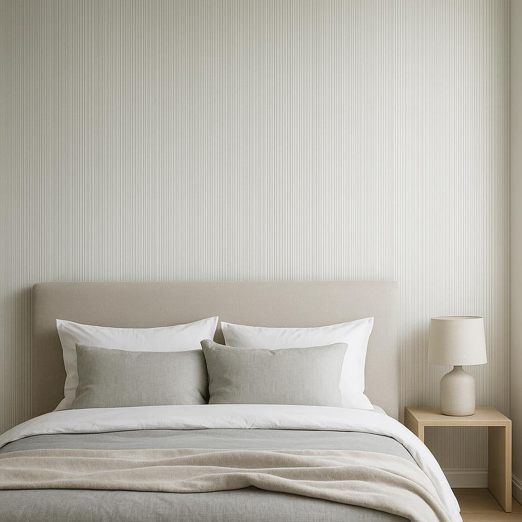 Bedroom featuring Erismann Cameo 10533-07 as feature wall in a Modern, Minimal, Calm, Structured interior.
