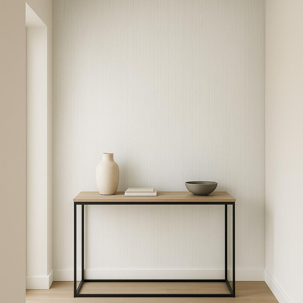 Hallway featuring Erismann Cameo 10533-07 as accent wall in a Modern, Minimal, Calm, Structured interior.