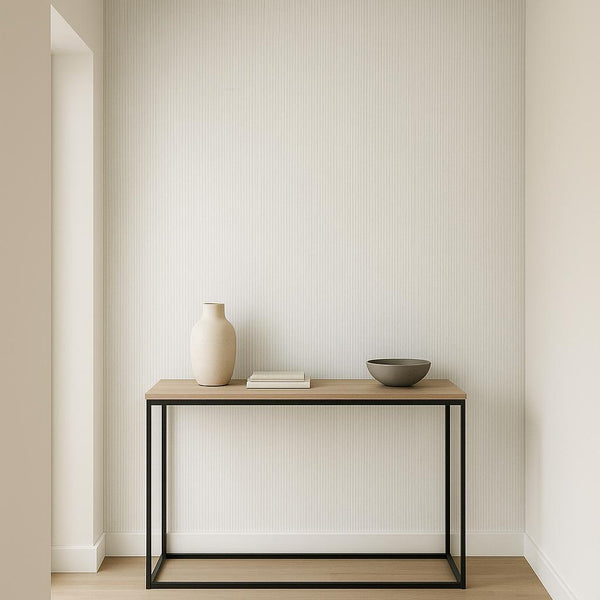 Hallway featuring Erismann Cameo 10533-07 as accent wall in a Modern, Minimal, Calm, Structured interior.