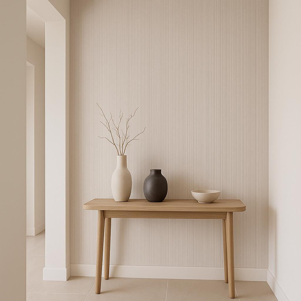 Hallway featuring Erismann Cameo 10533-37 as accent wall in a Modern, Minimal, Contemporary, Calm interior.